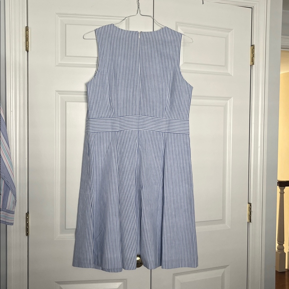 NWT Talbots Blue and White Striped V-Neck Sleeveless Dress 12p - Picture 4 of 5
